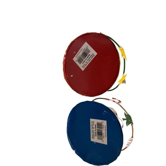 Vintage Christmas Cone-shaped Santa Metal Candle Holder Set Of 2 w/Stars - Picture 4 of 4